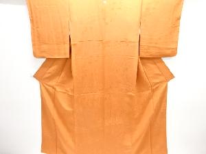 橋に柳模様織り出し一つ紋色無地着物